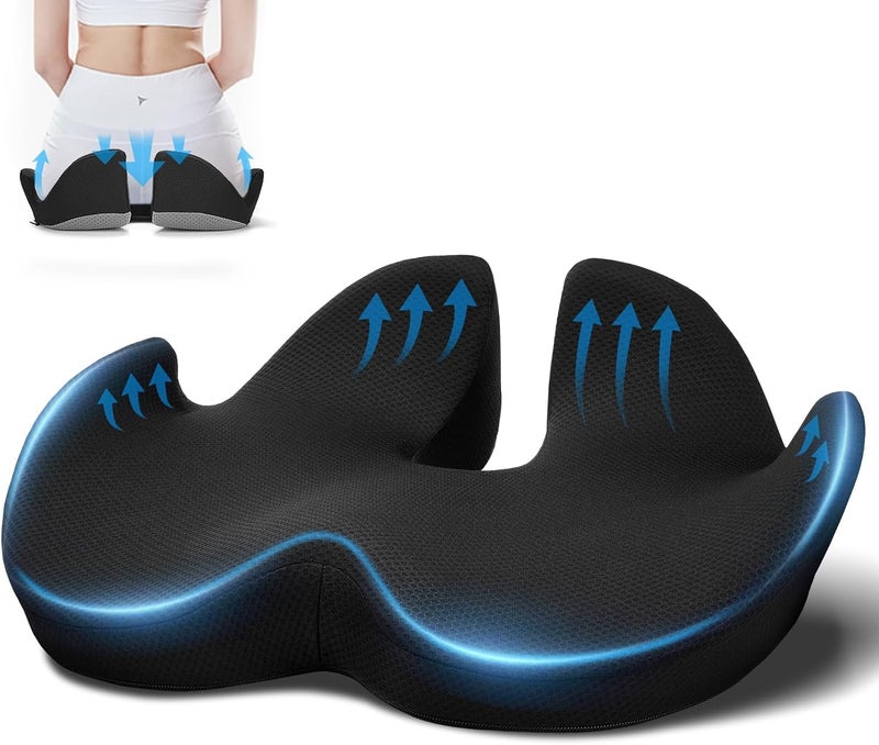 Ajiteogy Ergonomic Memory Foam Seat Cushion for Office Chair - Orthopaedic Pressure Relief Pad for Hip & Coccyx - Image 1