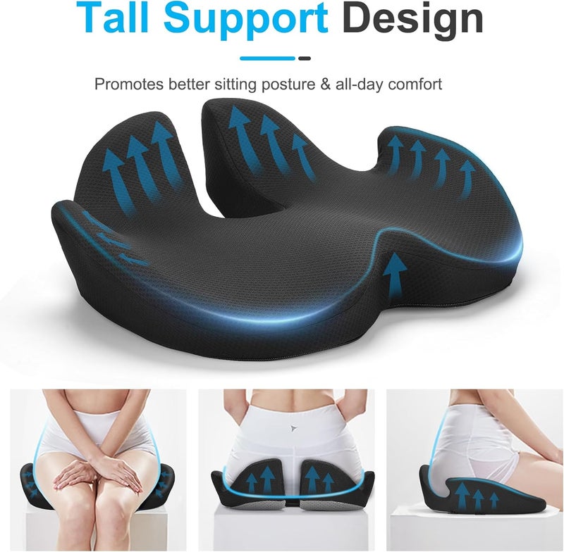Ajiteogy Ergonomic Memory Foam Seat Cushion for Office Chair - Orthopaedic Pressure Relief Pad for Hip & Coccyx - Image 3