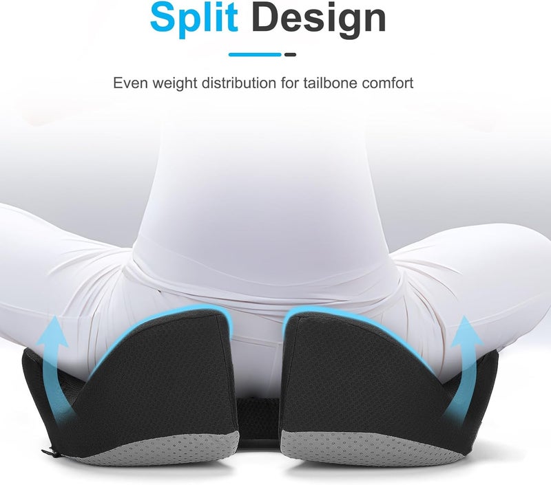 Ajiteogy Ergonomic Memory Foam Seat Cushion for Office Chair - Orthopaedic Pressure Relief Pad for Hip & Coccyx - Image 2