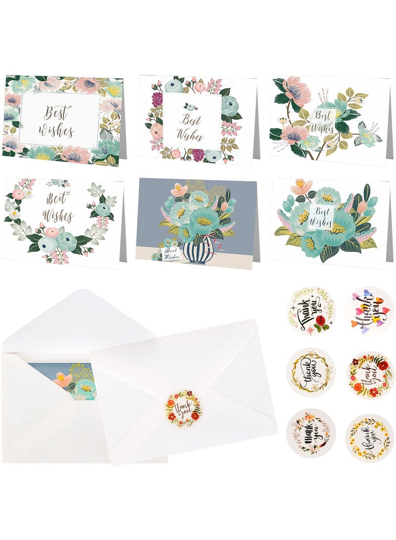 SYOSI Thank You Cards with Envelopes Stickers Thank You Greeting Cards Blank Notes for Wedding Baby Shower Business  Party Birthday Card Happy Birthday Commemorate Paper 12 Pack - Image 1