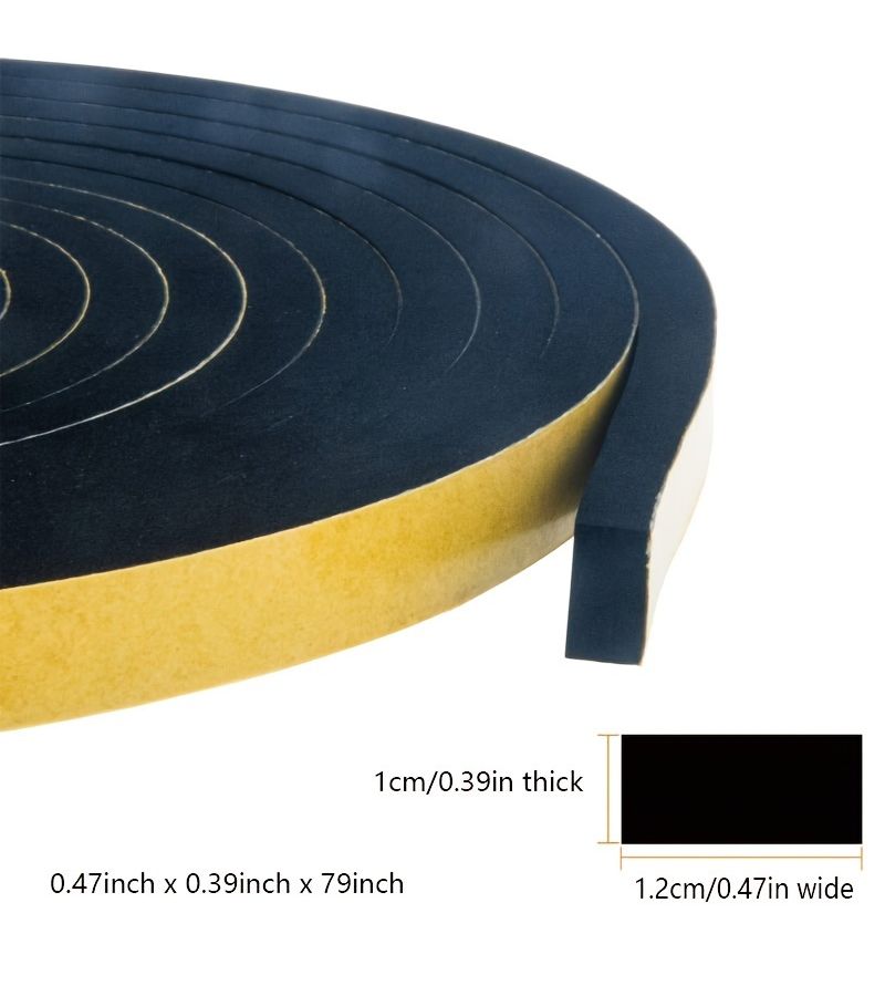 Foam Tape Weatherstripping 0.47 Inch Wide X 0.39 Inch Thick X 78.74 Inch Long 1 Roll Strong Adhesive Soundproof Wind And Rain Proof Insulation For Sliding Doors Windows Car Sealing - Image 2
