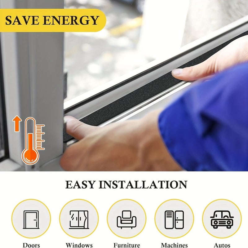 Foam Tape Weatherstripping 0.47 Inch Wide X 0.39 Inch Thick X 78.74 Inch Long 1 Roll Strong Adhesive Soundproof Wind And Rain Proof Insulation For Sliding Doors Windows Car Sealing - Image 4