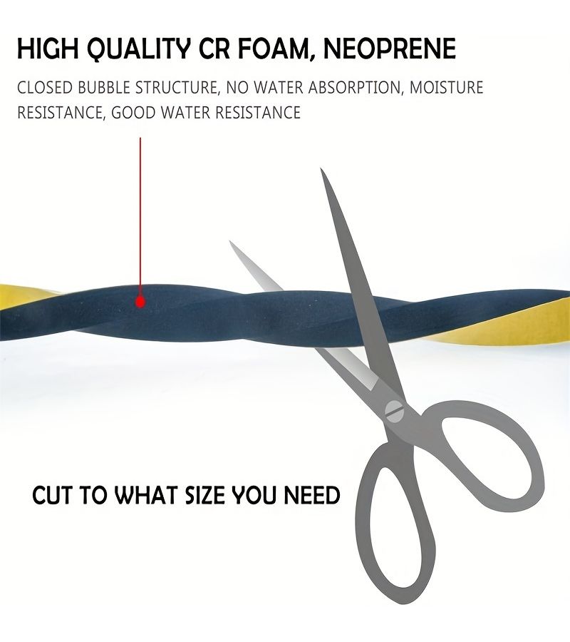 Foam Tape Weatherstripping 0.47 Inch Wide X 0.39 Inch Thick X 78.74 Inch Long 1 Roll Strong Adhesive Soundproof Wind And Rain Proof Insulation For Sliding Doors Windows Car Sealing - Image 3
