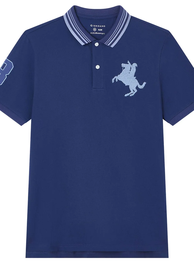 GIORDANO  Men's Slim Cotton Lycra Napoleon Polo for Men | Best Price UAE