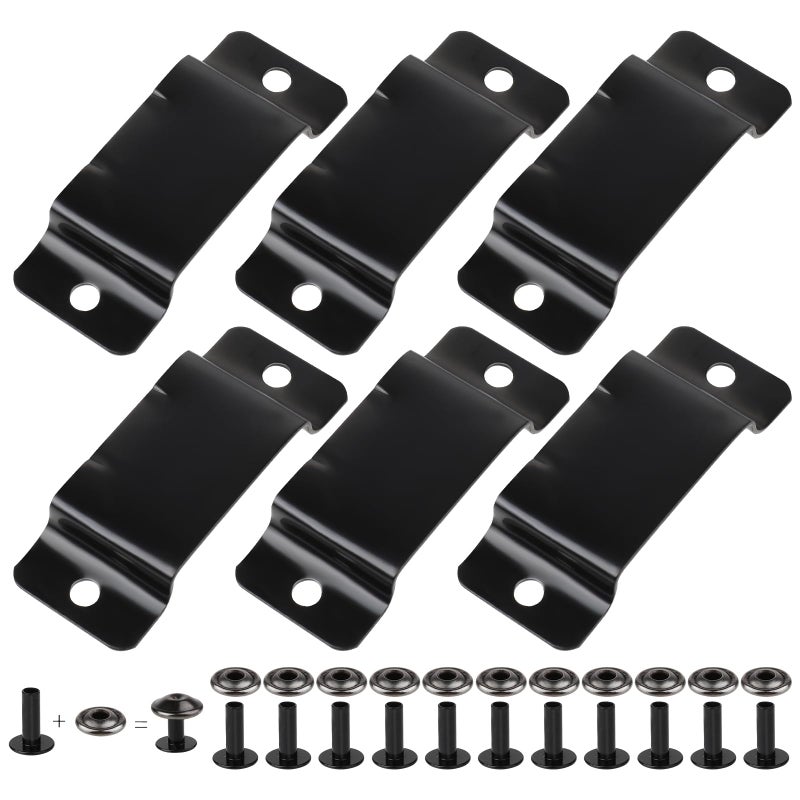 salbsever 6 Pcs Tape Measure Holder Clip Measuring Tape Holder Metal Measuring Tape Belt Holder Tape Holder for Tool Belt with Rivets Tape Measure Hanging Tape Holder for Easy to Carry Matte Black - Image 1