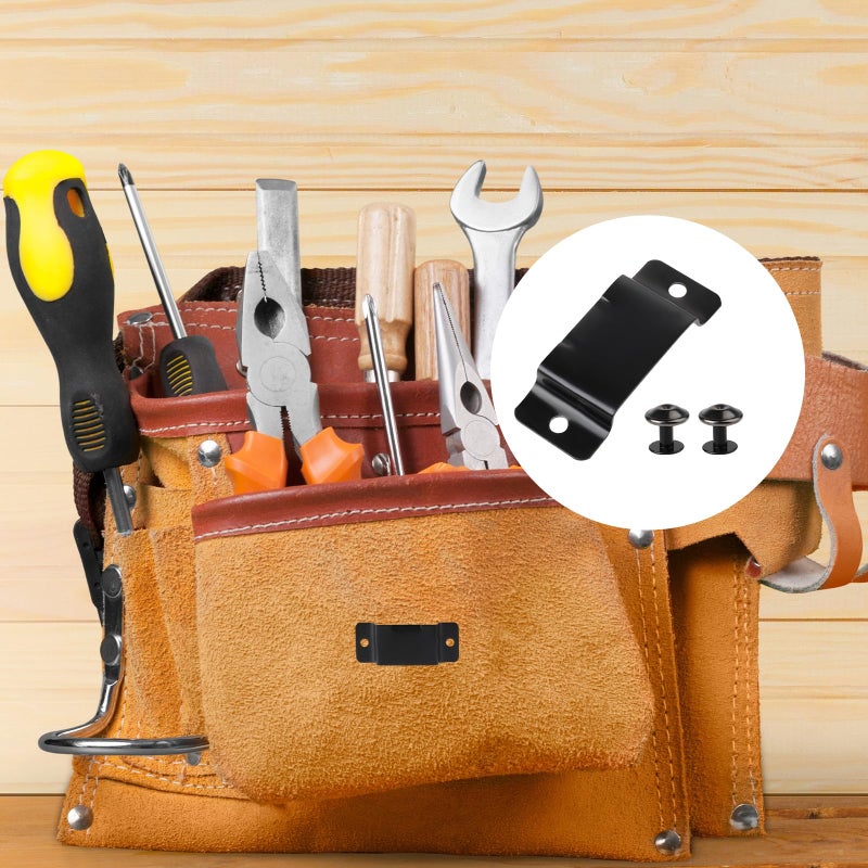 salbsever 6 Pcs Tape Measure Holder Clip Measuring Tape Holder Metal Measuring Tape Belt Holder Tape Holder for Tool Belt with Rivets Tape Measure Hanging Tape Holder for Easy to Carry Matte Black - Image 5