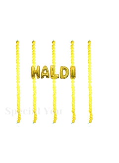 SpecialYou.in Special You Haldi Decoration backdrop for women and men with marigold garland and Foil banner Combo for ceremony photo shoot wedding party stage background haldi ceremony pack of 6 items 