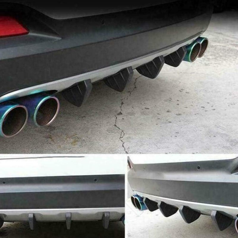 Car Rear Bumper Diffuser Fin Spoiler Lip, 4pcs Carbon Fiber Black PVC Universal Auto Accessory - Durable Material, Easy Installation, Enhance Vehicle Style - Image 2