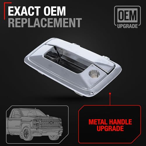 T1A Tailgate Handle Assembly Upgraded Metal Compatible with 20142015 Chevrolet Silverado GMC Sierra 1500 2500 3500 HD Liftgate Latch Handle Replacement Chrome OEM 23128693 23156950 82548 - Image 3