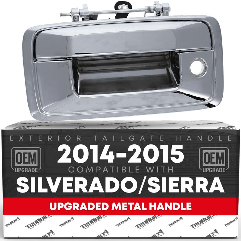 T1A Tailgate Handle Assembly Upgraded Metal Compatible with 20142015 Chevrolet Silverado GMC Sierra 1500 2500 3500 HD Liftgate Latch Handle Replacement Chrome OEM 23128693 23156950 82548 - Image 2