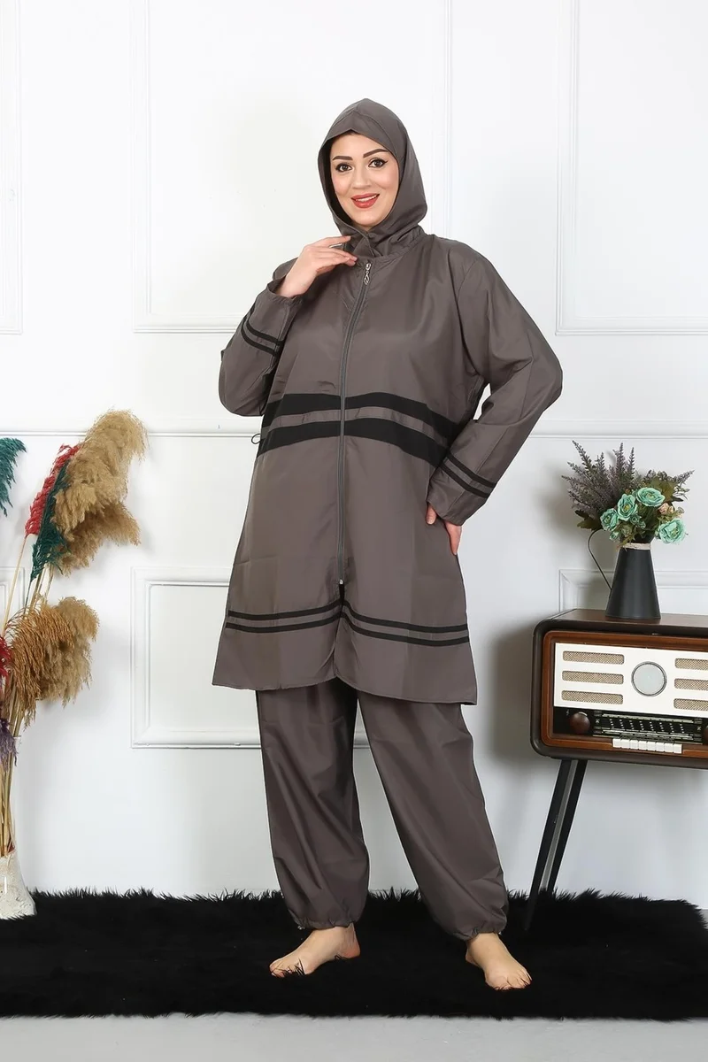 اكبينيز Plus Size Hijab Swimsuit 7XL-8XL-9XL-10XL Smoked 55010
