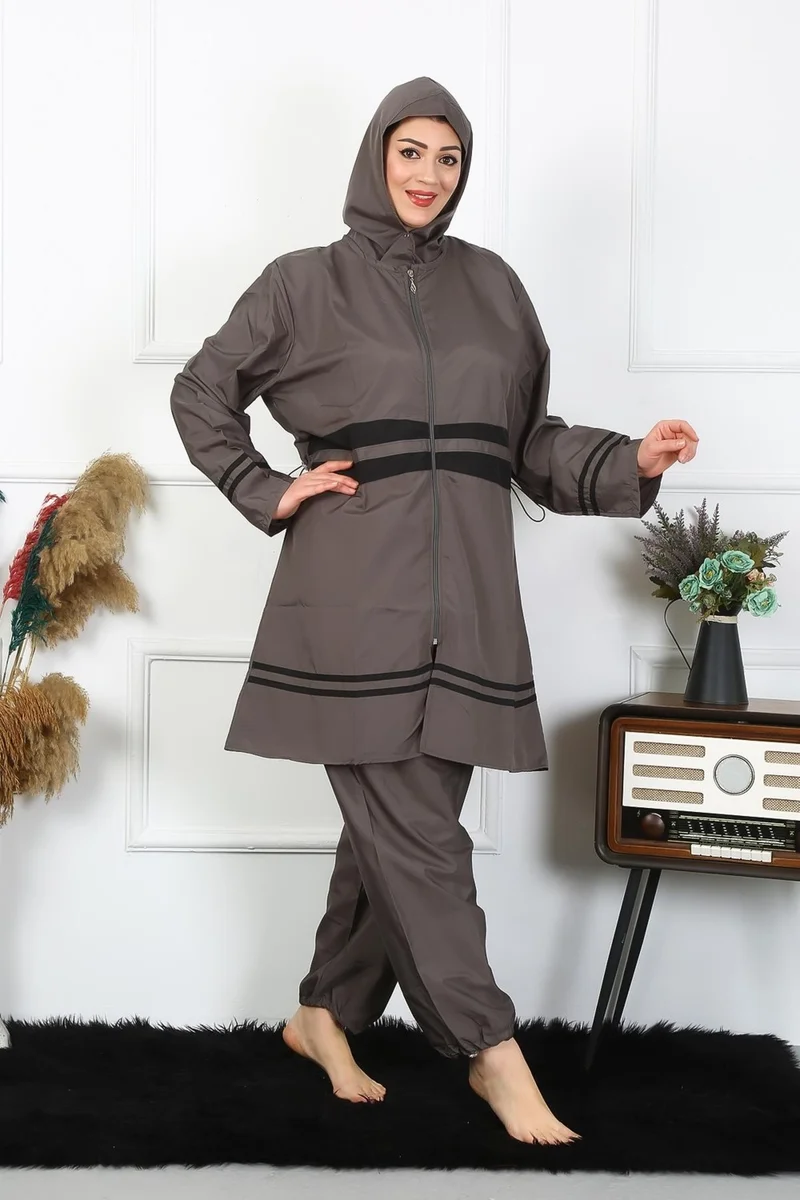 اكبينيز Plus Size Hijab Swimsuit 7XL-8XL-9XL-10XL Smoked 55010