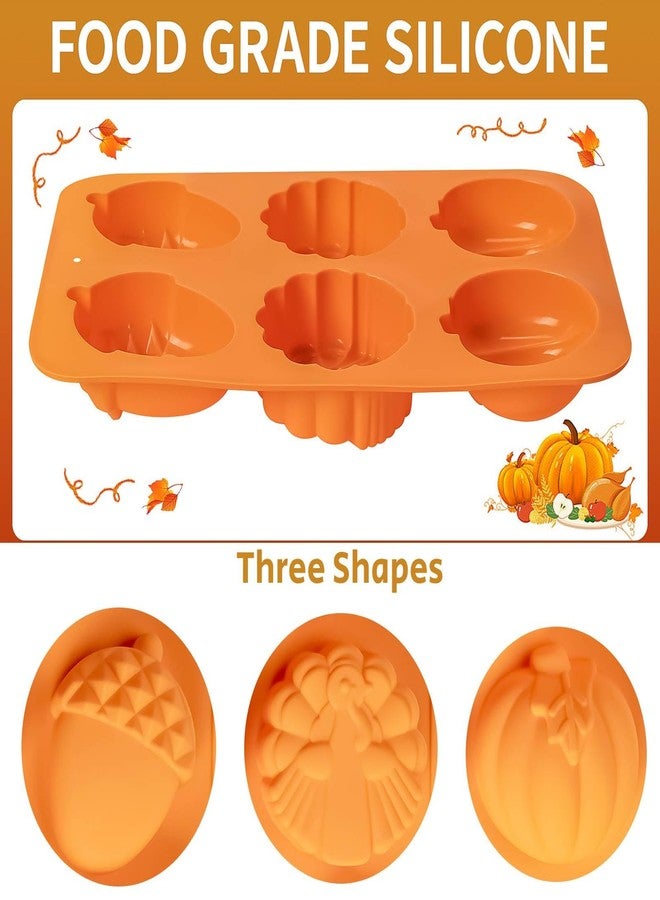 Dootafy Turkey Pumpkin Cake Molds, 3 Pack Fall Molds Silicone Turkey Mould for Thanksgiving Mini Cake Muffin Baking, Halloween Cupcake Pan Dessert Mousse Oreo Mold Tray Set for Making Thanksgiving Soap Resin - Image 2