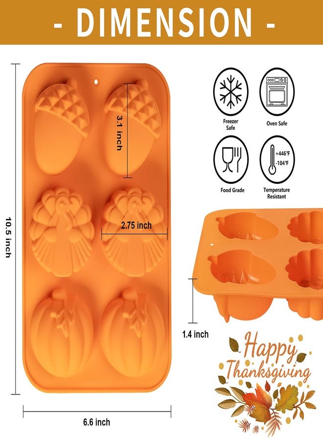 Dootafy Turkey Pumpkin Cake Molds, 3 Pack Fall Molds Silicone Turkey Mould for Thanksgiving Mini Cake Muffin Baking, Halloween Cupcake Pan Dessert Mousse Oreo Mold Tray Set for Making Thanksgiving Soap Resin - Image 3