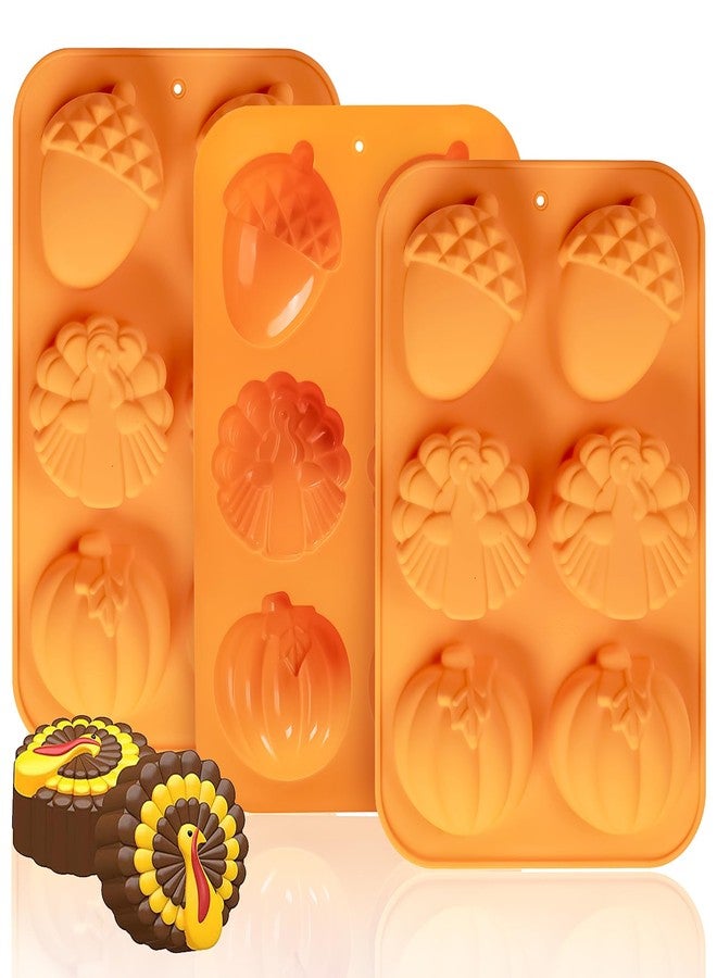 Dootafy Turkey Pumpkin Cake Molds, 3 Pack Fall Molds Silicone Turkey Mould for Thanksgiving Mini Cake Muffin Baking, Halloween Cupcake Pan Dessert Mousse Oreo Mold Tray Set for Making Thanksgiving Soap Resin - Image 1