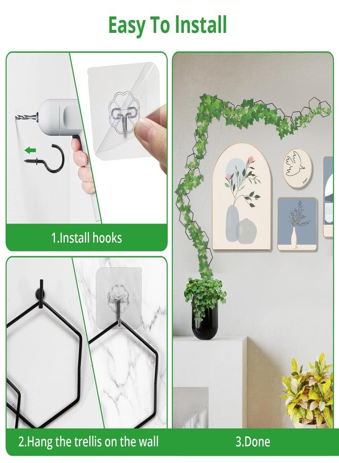 FHWTY 24 Pcs Chain Trellis for Climbing Plants, 120 Inch Long Metal Plant Trellis Indoor Outdoor, Garden Wall Vine Support Trellis, Plant Accessories for Ivy, Peonies, Hexagonal Design Black - Image 5
