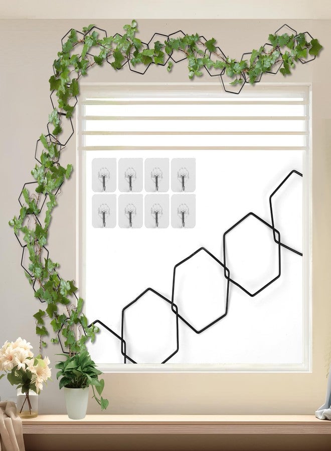 FHWTY 24 Pcs Chain Trellis for Climbing Plants, 120 Inch Long Metal Plant Trellis Indoor Outdoor, Garden Wall Vine Support Trellis, Plant Accessories for Ivy, Peonies, Hexagonal Design Black - Image 1