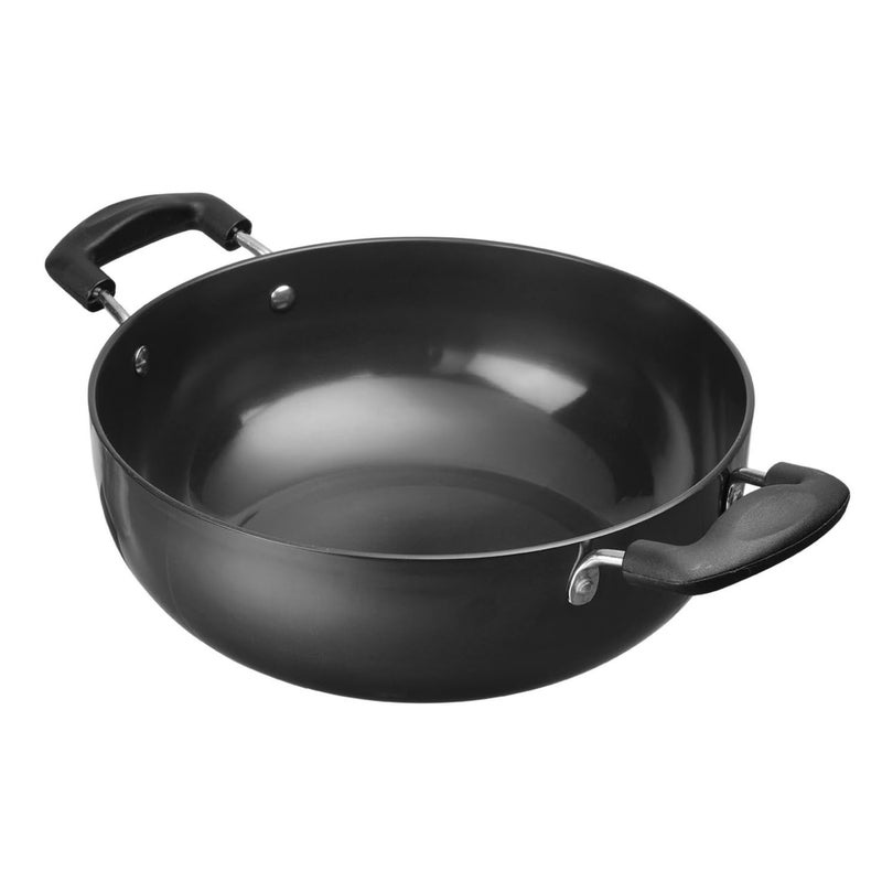 VINOD Vinod Black Pearl Hard Anodised Non Stick Deep Kadhai - 2.6 LTR, 22 cm | 3.25mm Thickness | kadai for Cooking | Metal Spoon Friendly | 2 Year Warranty | Toxin Free - Black - Image 1