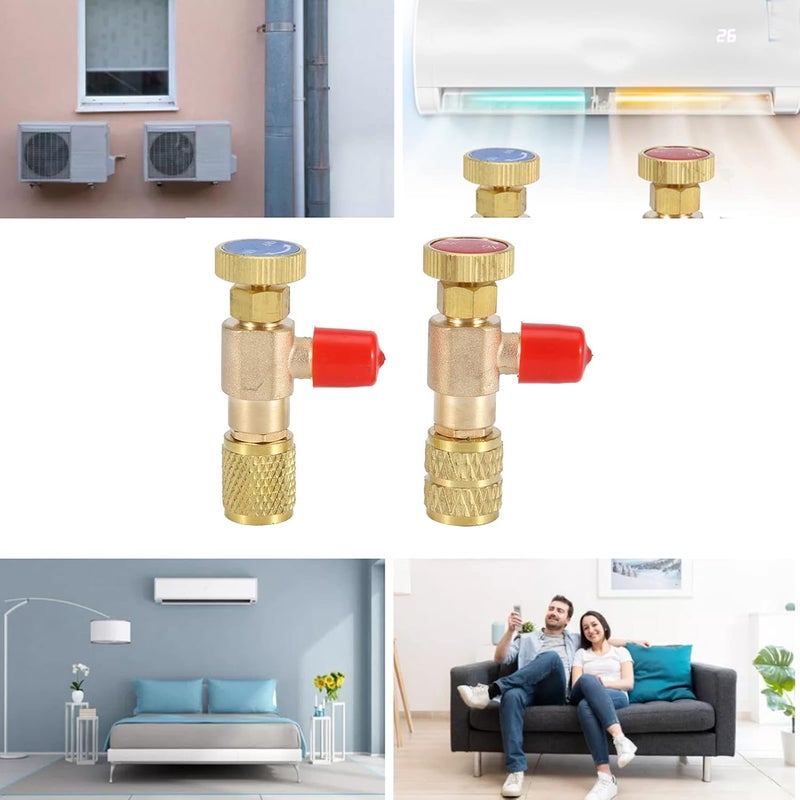 klarako R12 R22 Refrigerant Charging Valve, 2pcs Liquid Safety Valve R410A R22 Air Conditioning Refrigerant 1/4 Inch Safety Adapter for R12 R22 R410 Air Conditioner Manifold - Image 5