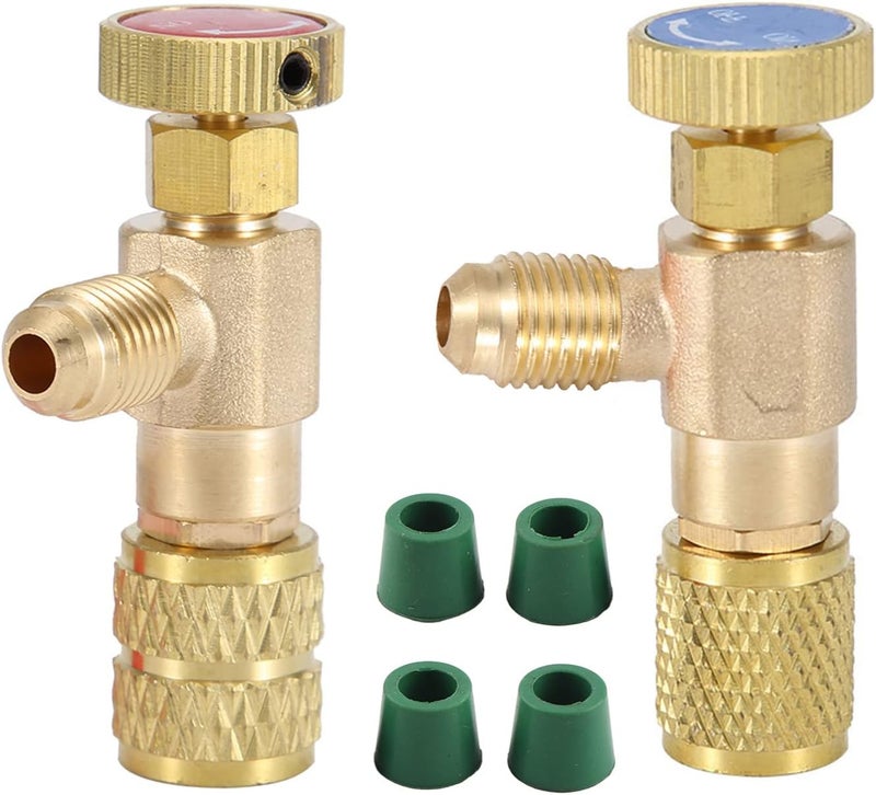 klarako R12 R22 Refrigerant Charging Valve, 2pcs Liquid Safety Valve R410A R22 Air Conditioning Refrigerant 1/4 Inch Safety Adapter for R12 R22 R410 Air Conditioner Manifold - Image 1