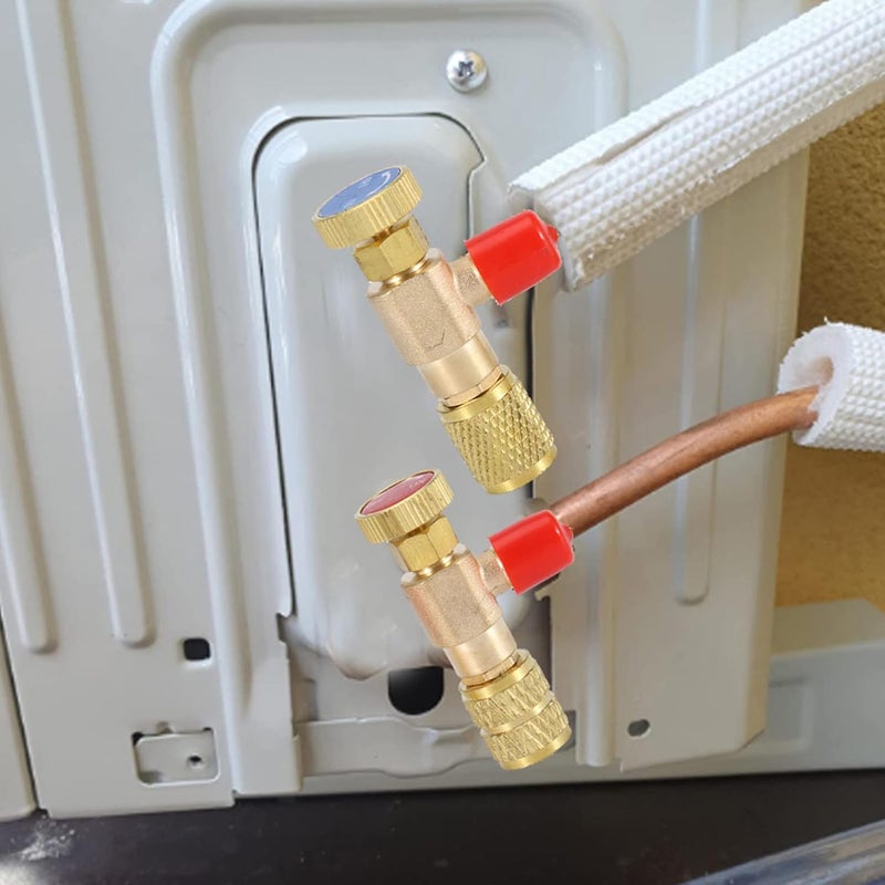 klarako R12 R22 Refrigerant Charging Valve, 2pcs Liquid Safety Valve R410A R22 Air Conditioning Refrigerant 1/4 Inch Safety Adapter for R12 R22 R410 Air Conditioner Manifold - Image 3