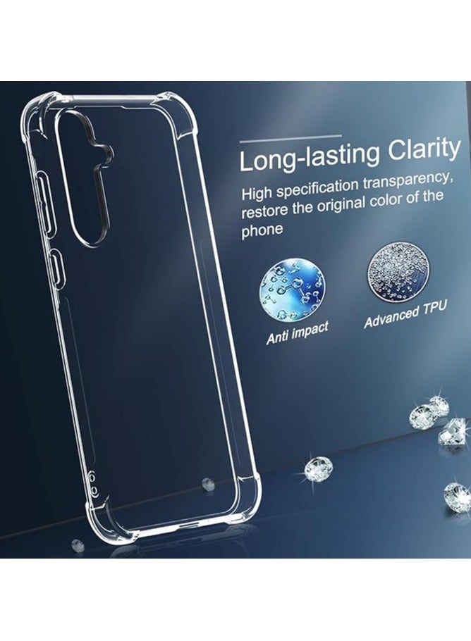 حافظة سامسونج جالاكسي A55 5G شفافة مع قطعتين واقي شاشة بزوايا معززة من مادة TPU المرنة لهاتف سامسونج A55 5G حافظة هاتف شفافة - Image 2