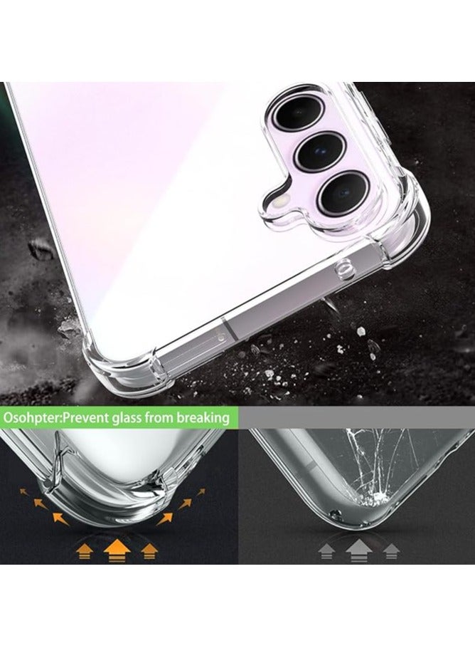 حافظة سامسونج جالاكسي A55 5G شفافة مع قطعتين واقي شاشة بزوايا معززة من مادة TPU المرنة لهاتف سامسونج A55 5G حافظة هاتف شفافة - Image 3