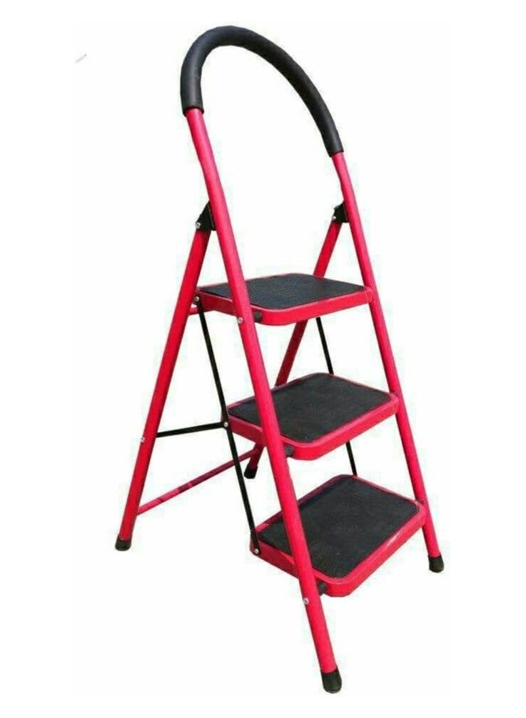 High quality rust-proof metal ladder with stylish design, multi-purpose, safe and durable, foldable 3 level ladder - Image 1