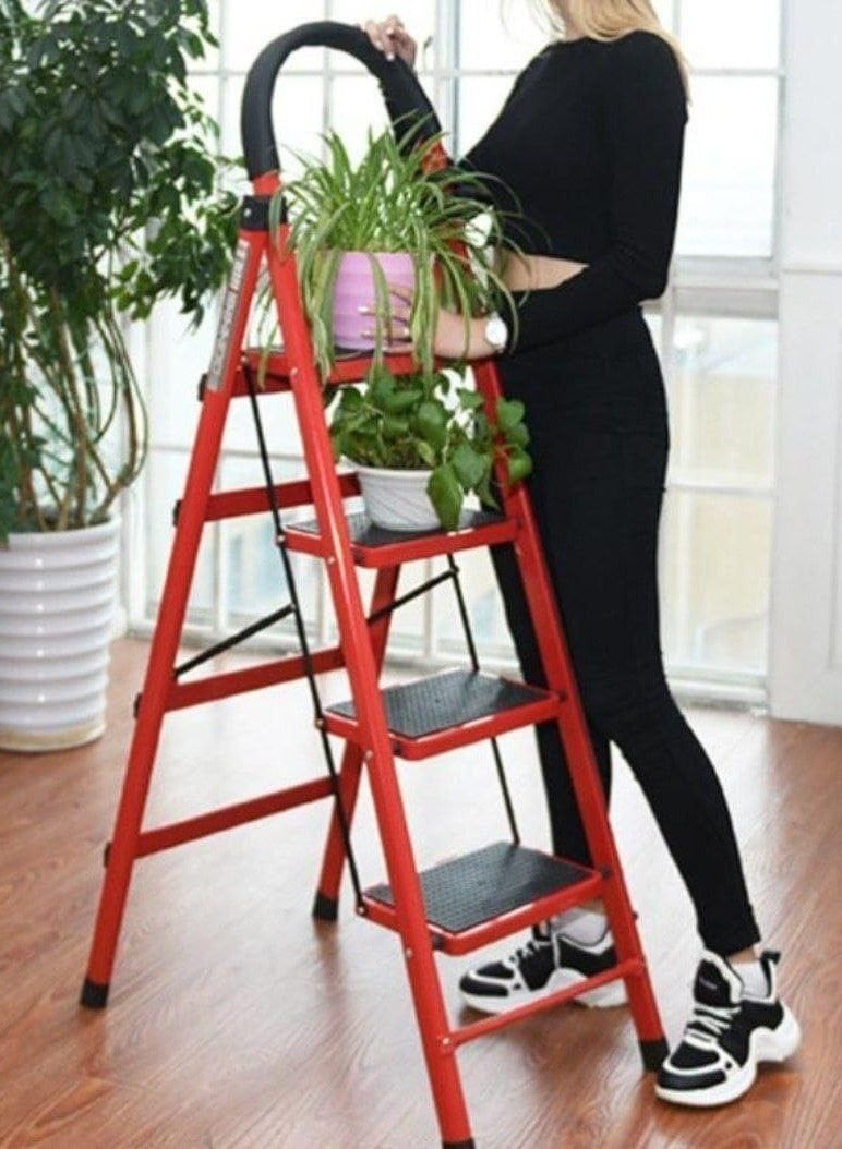 High quality rust-proof metal ladder with stylish design, multi-purpose, safe and durable, foldable 3 level ladder - Image 2