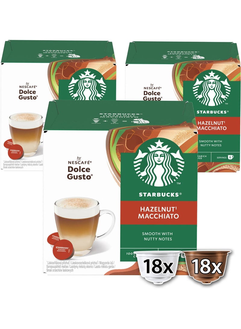 Starbucks Nescafe Dolce Gusto Hazelnut Macchiato 12 Capsules of 5.5g-123g Pack of 3 - Image 1
