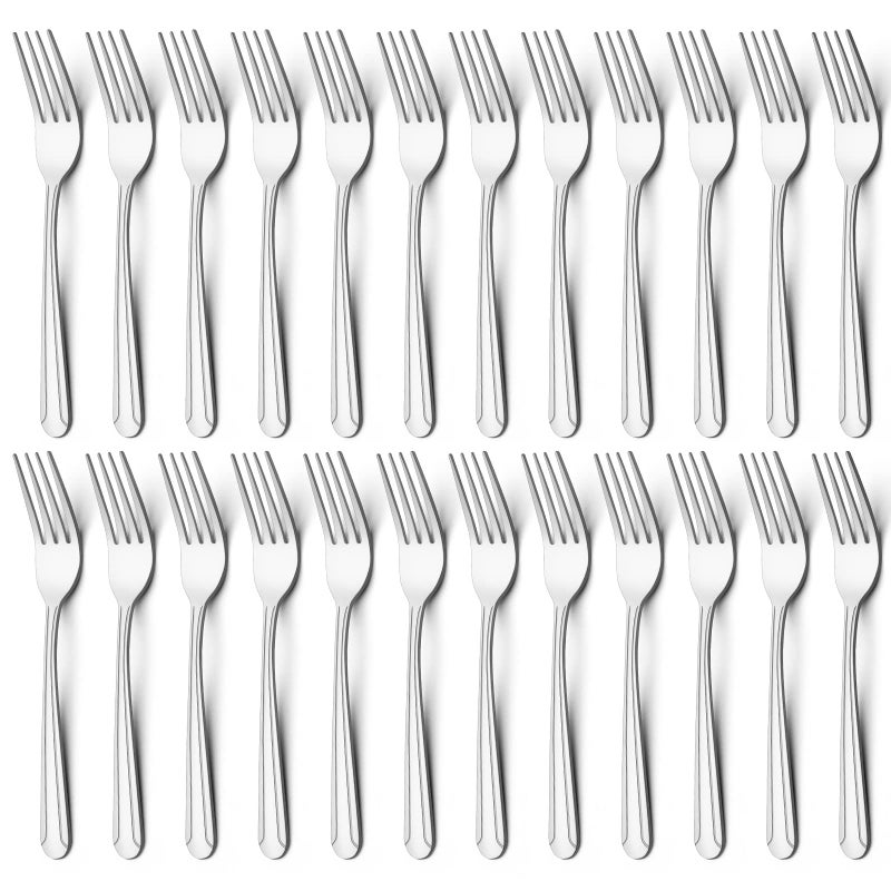 BEWOS 24 Pieces Dinner Forks Set 82Inch Stainless Steel Forks Silverware Flatware Salad Forks for Home Kitchen or Restaurant  Mirror Polished Dishwasher Safe