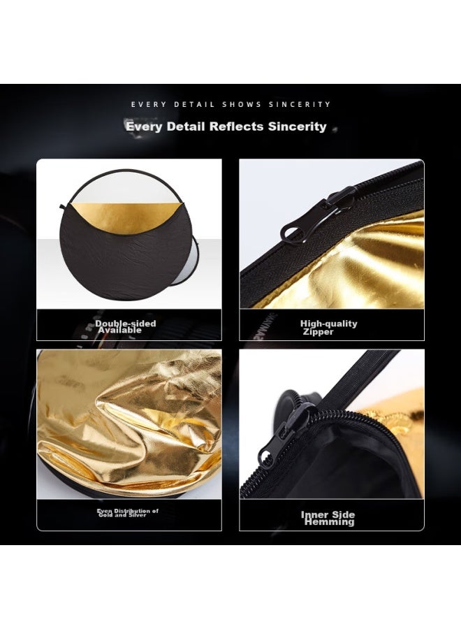 BEIYANG Cm Five-in Reflector, Photography Studio Foldable Fill Light, Portable Outdoor Soft Light Board, Gold, Silver, Black, White, Light-blocking, Light-shielding, Lighting Board, Shooting Prop - Image 2