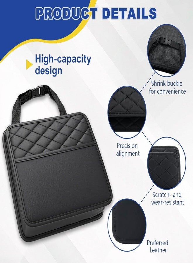 BLIXAR Car Back Seat Organizer, Hanging PU Leather Car Storage Bag, Compatible with Most Vehicles Interior Accessories Organizer [Black] (Car Back Seat 1) - Image 3