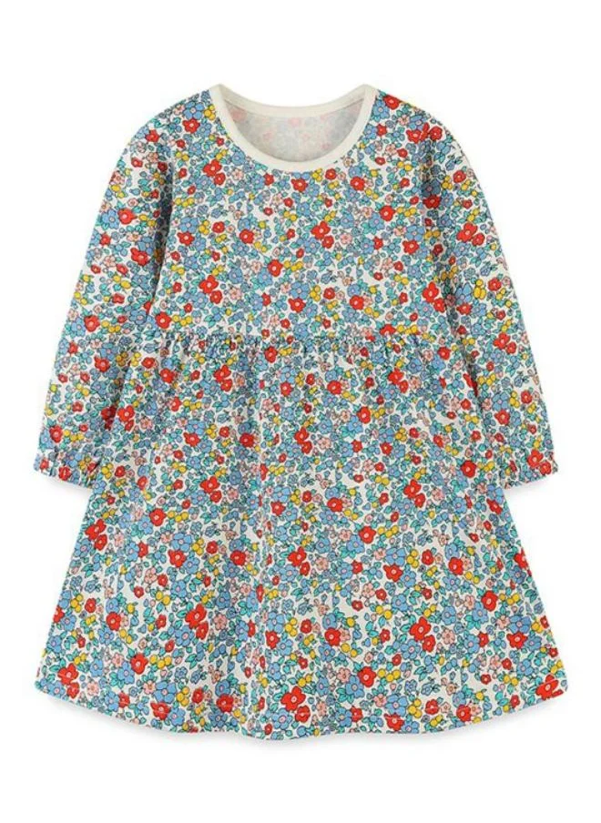 YUNIQEE White A-Line Crew Neck Floral Dress
