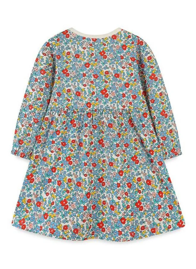 YUNIQEE White A-Line Crew Neck Floral Dress