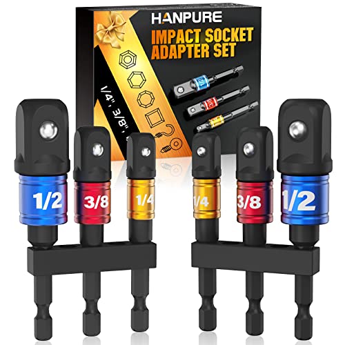Impact Socket Adapter Set for Drill Tools for Men Gadgets 14 38 12 Impact Grade Driver Bit Set Extension Bit with Holder Ratchet Wrench Nut Hex Drive Adapter Hand Power Accessories Cool Stuff