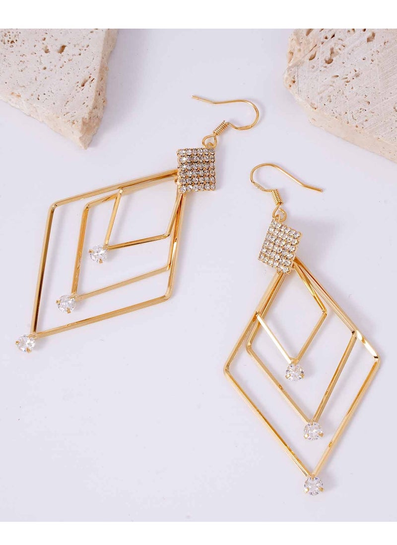 FASHION Fashionable Diamond Framed Diamond Inlaid Earrings  - Image 3