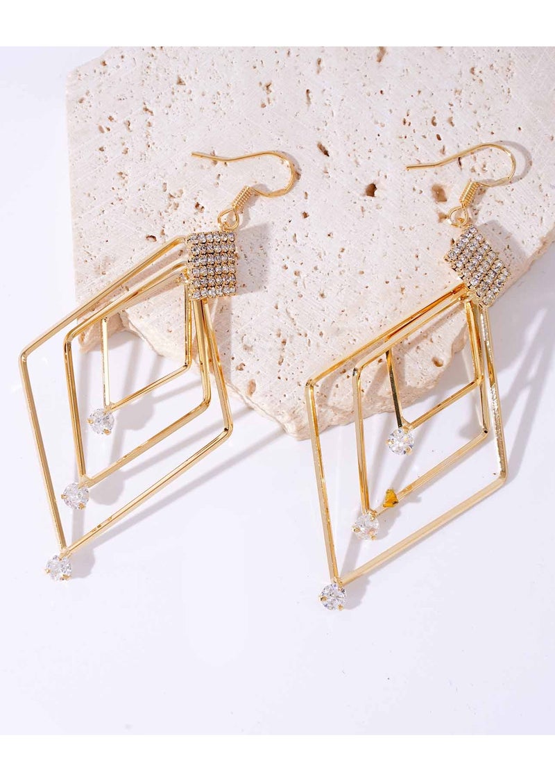 FASHION Fashionable Diamond Framed Diamond Inlaid Earrings  - Image 1
