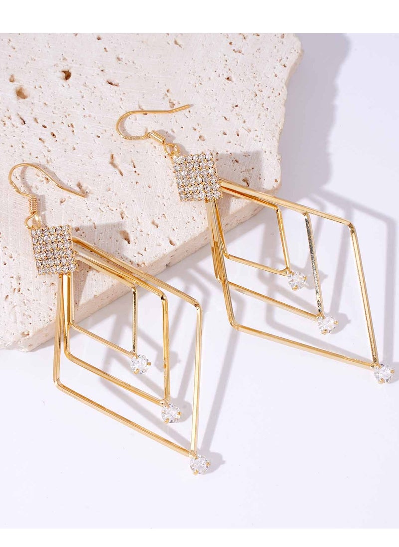 FASHION Fashionable Diamond Framed Diamond Inlaid Earrings  - Image 2