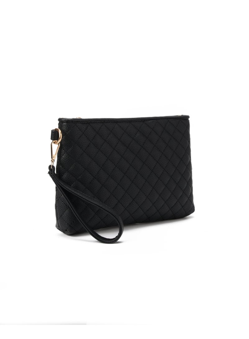 Pavo Black Quilted Clutch - Image 2