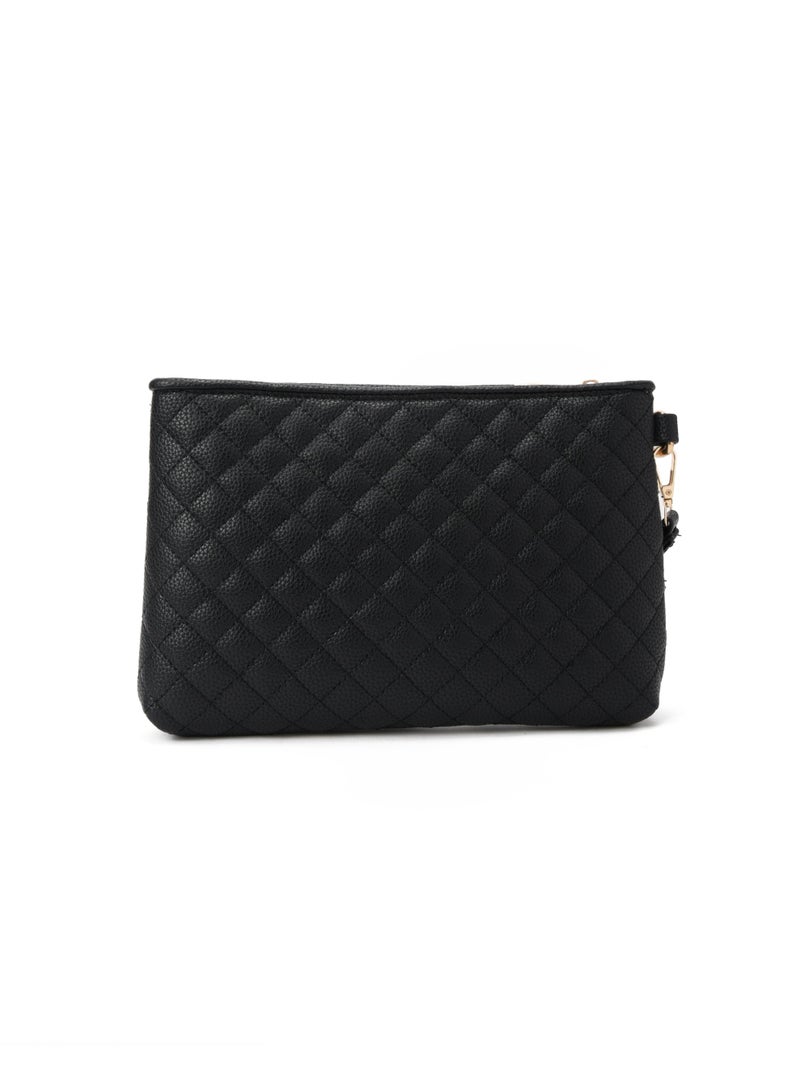 Pavo Black Quilted Clutch - Image 3