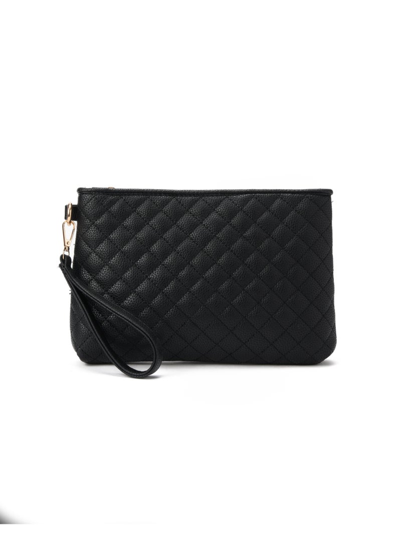 Pavo Black Quilted Clutch - Image 1