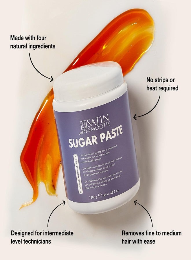 Satin Smooth Medium Sugar Paste – Natural Sugaring Hair Removal for Sensitive Skin, Bikini, & Full Body, 42.3 oz - Image 4