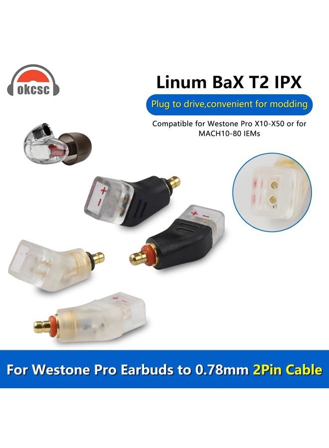 okcsc Adapters for Westone Pro X10-X50 Male to 2 Pin Cable Compatible for MACH10-80 or Linum BAX T2 Headphones Lossless Sound Quality One Pair of Headphone Converter Transparent - Image 3