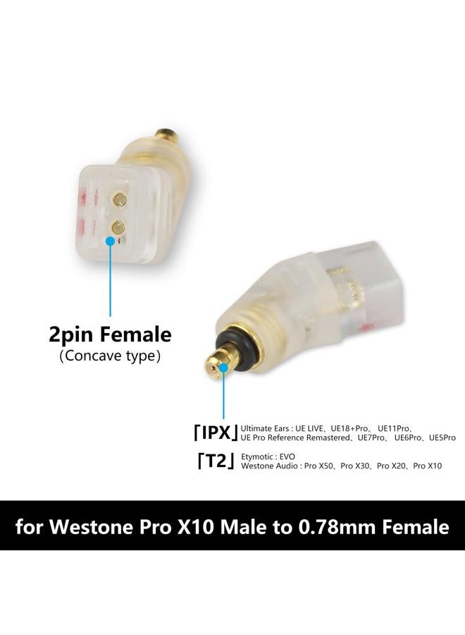 okcsc Adapters for Westone Pro X10-X50 Male to 2 Pin Cable Compatible for MACH10-80 or Linum BAX T2 Headphones Lossless Sound Quality One Pair of Headphone Converter Transparent - Image 4
