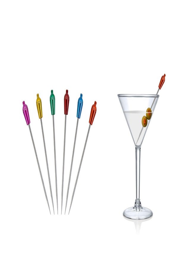 Prodyne Stainless Steel Cocktail Shaker Heads, Cocktail Picks, Set of 6 - Image 4
