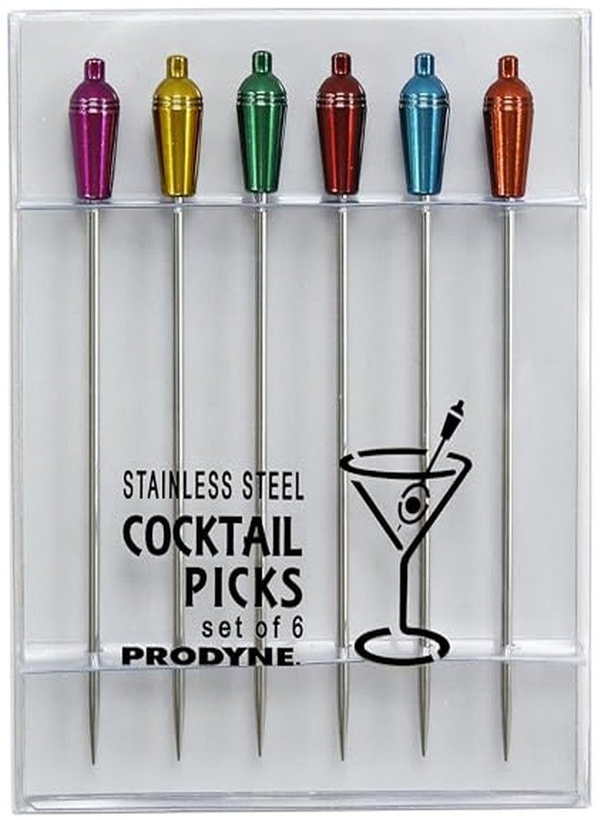 Prodyne Stainless Steel Cocktail Shaker Heads, Cocktail Picks, Set of 6 - Image 3