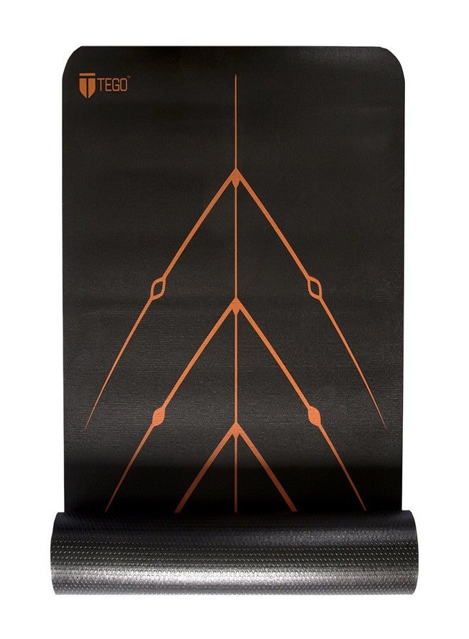 تيجو بساط يوغا TEGO Stance مع دليل GuideAlign لمحاذاة الوضعية (أسود وبرتقالي بدون حقيبة) | تصميم قابل للعكس مع سطح مزدوج الملمس مانع للانزلاق | سمك 5 مم | مضاد للميكروبات، مانع للانزلاق، مقاوم للتعرق | 6 أقدام × 2 قدم | بساط يوغا ولياقة بدنية | بساط مناسب للتمارين الرياضية مع الأحذية - Image 1