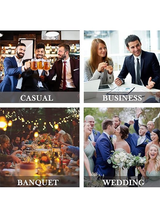 Lemon Mens Plaid Ties, Classic Paisley Necktie with Handkerchief Cufflinks Set Business Stripe Tie - Image 4