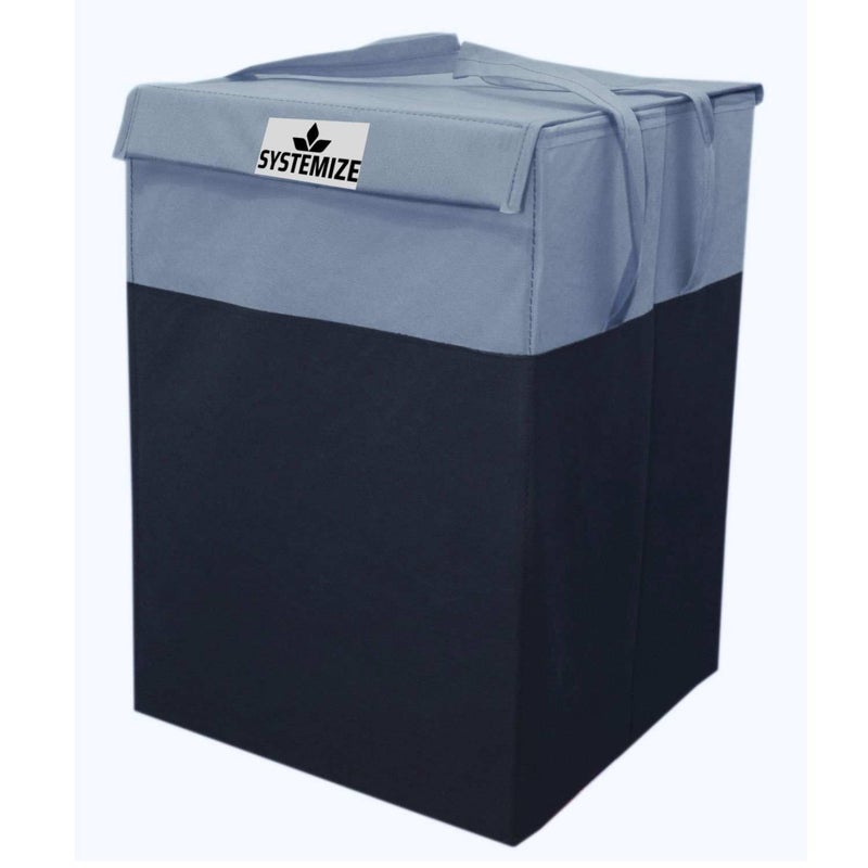 Systemize Laundry Basket For Clothes With Lid And Handle Toys Organiser Foldable 75 Litre gray Pack of 1 - Image 1